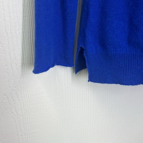 Ralph Lauren - Bright Bold Blue 100 Percent Cashmere Frayed Hemlines Sweater Sm - Picture 5 of 10